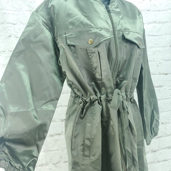 Gap Womens Olive Green Front Pockets Full Zip Utility Trench Coat Size XS - Picture 2 of 15